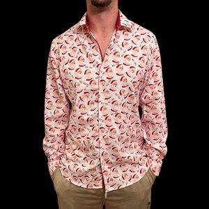 Men’s Tom Baine Holiday Collection Santa Dress Shirt, size XL Slim Fit